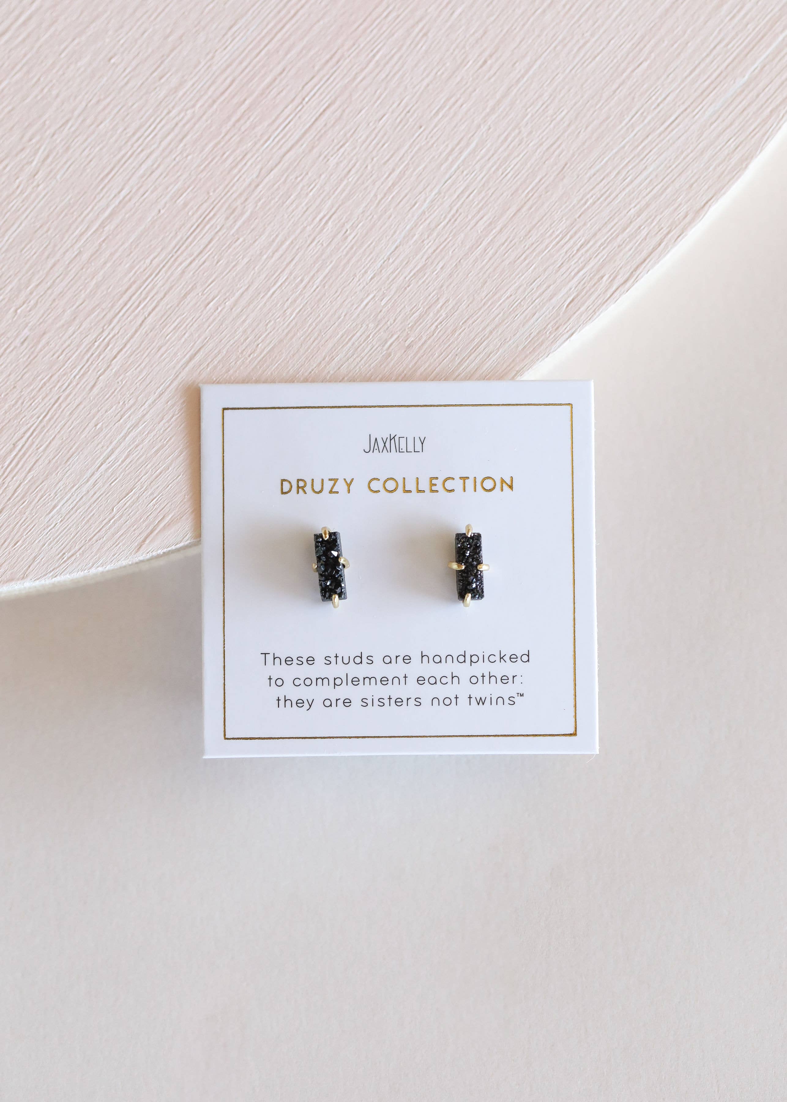 Druzy Bar - Black - Gold Earrings