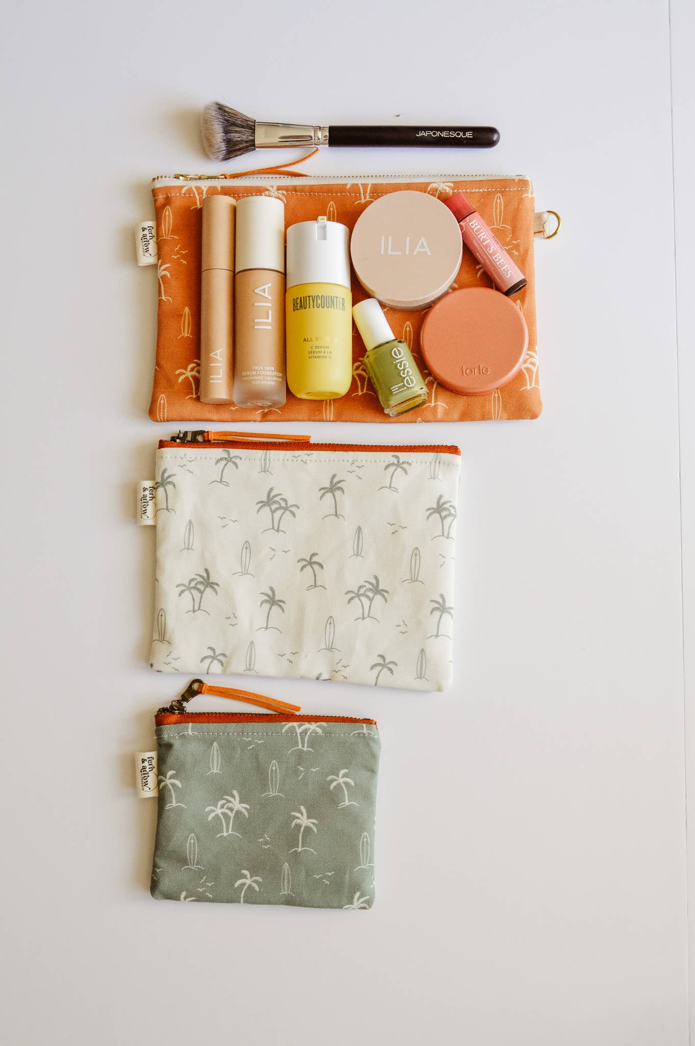 Palms Surf Zipper Pouch - Rust