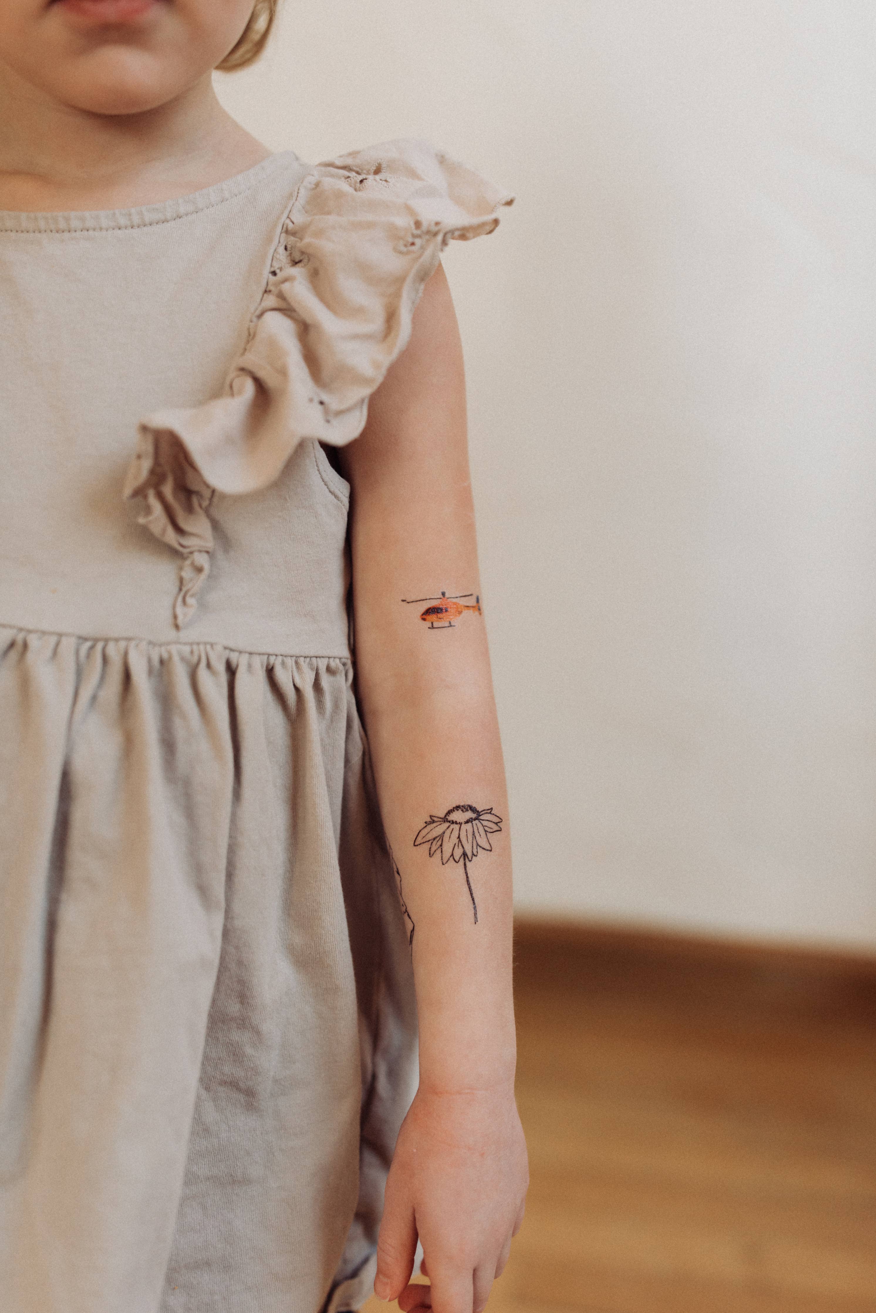 Coneflower + Honeybees Temporary Tattoos