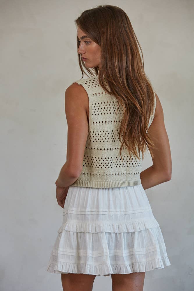 W1828 | Knit Sweater Cotton Crochet Best Top