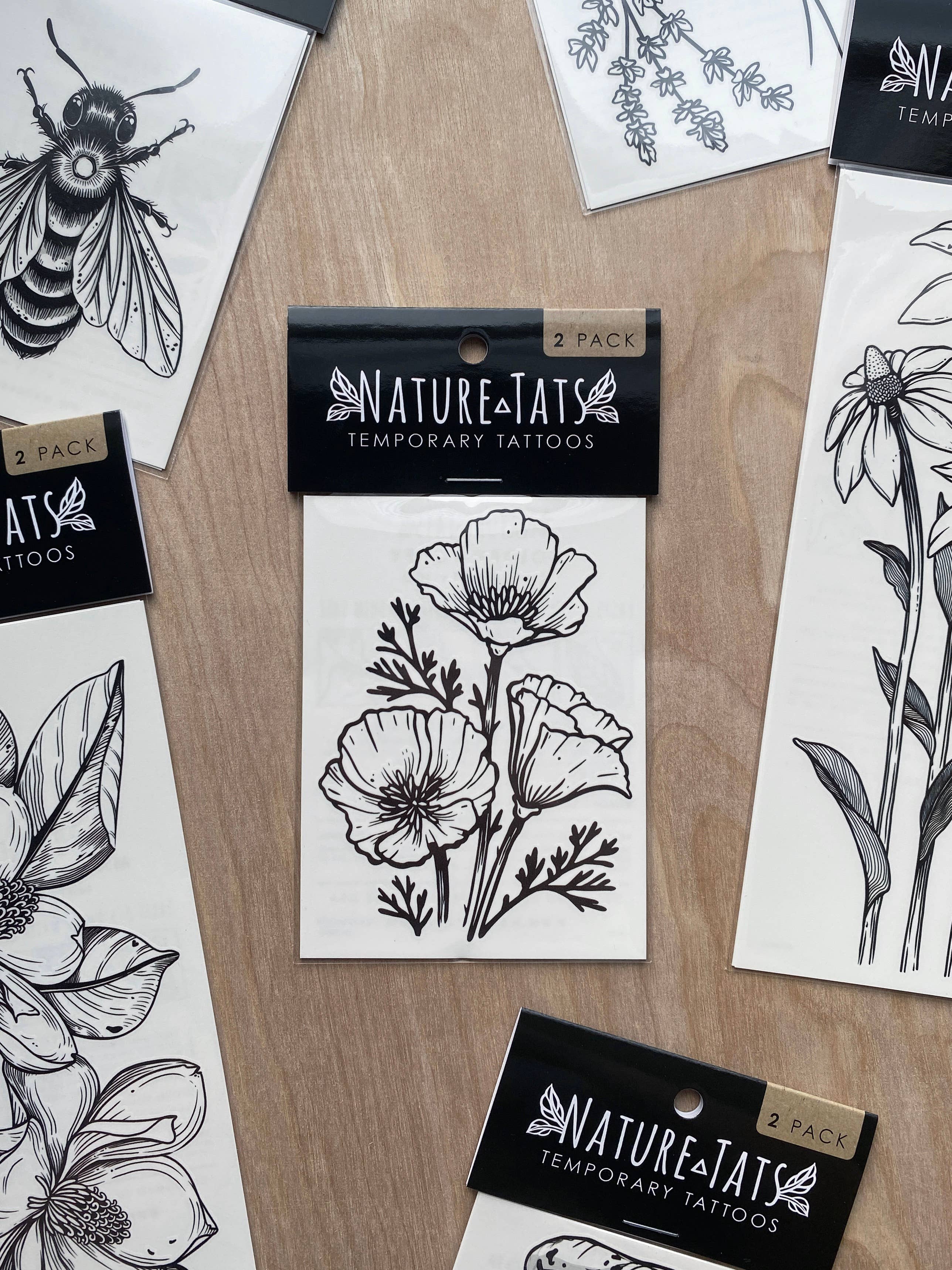 NatureTats - Golden Poppy Temporary Tattoo