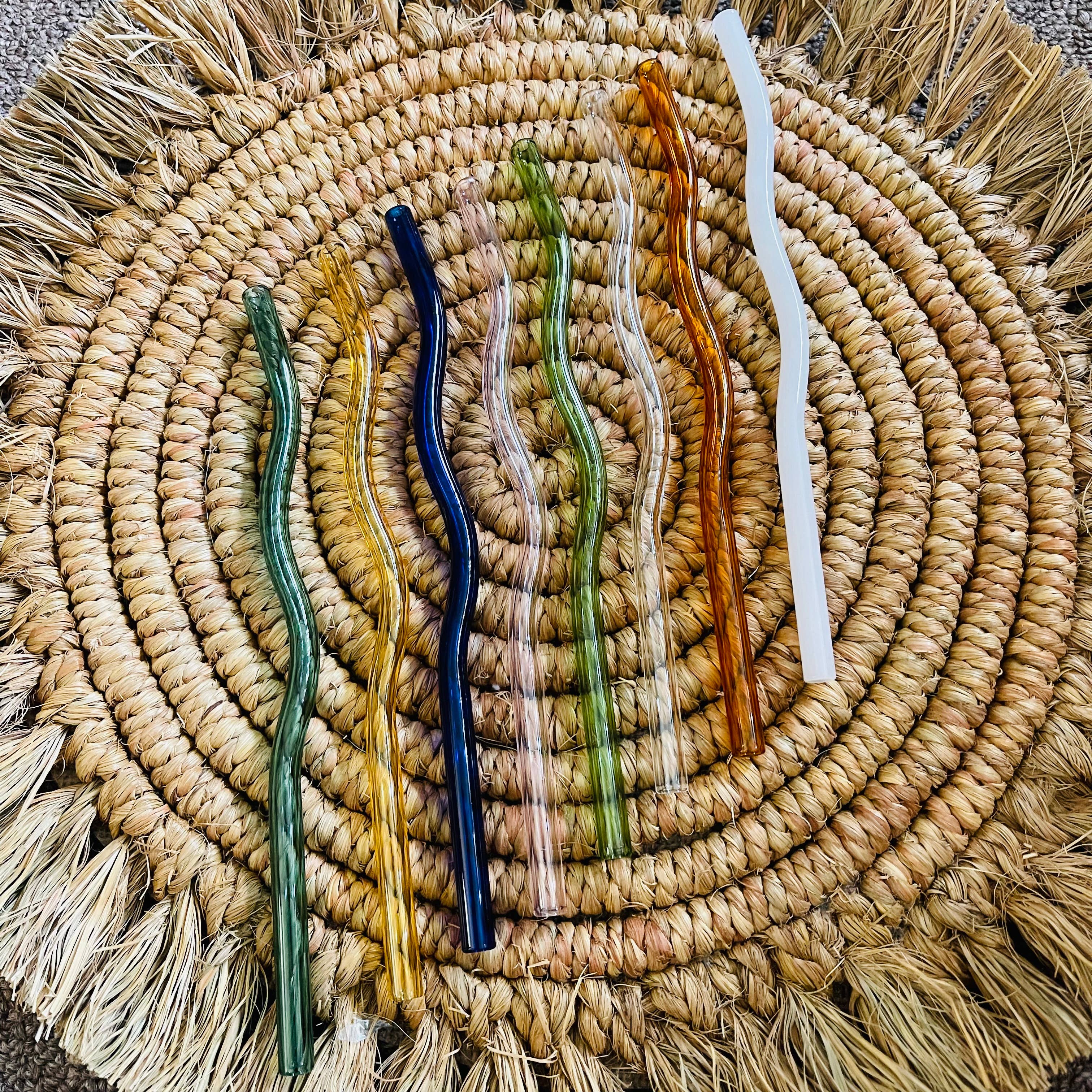 Wavy Reusable Glass Straws
