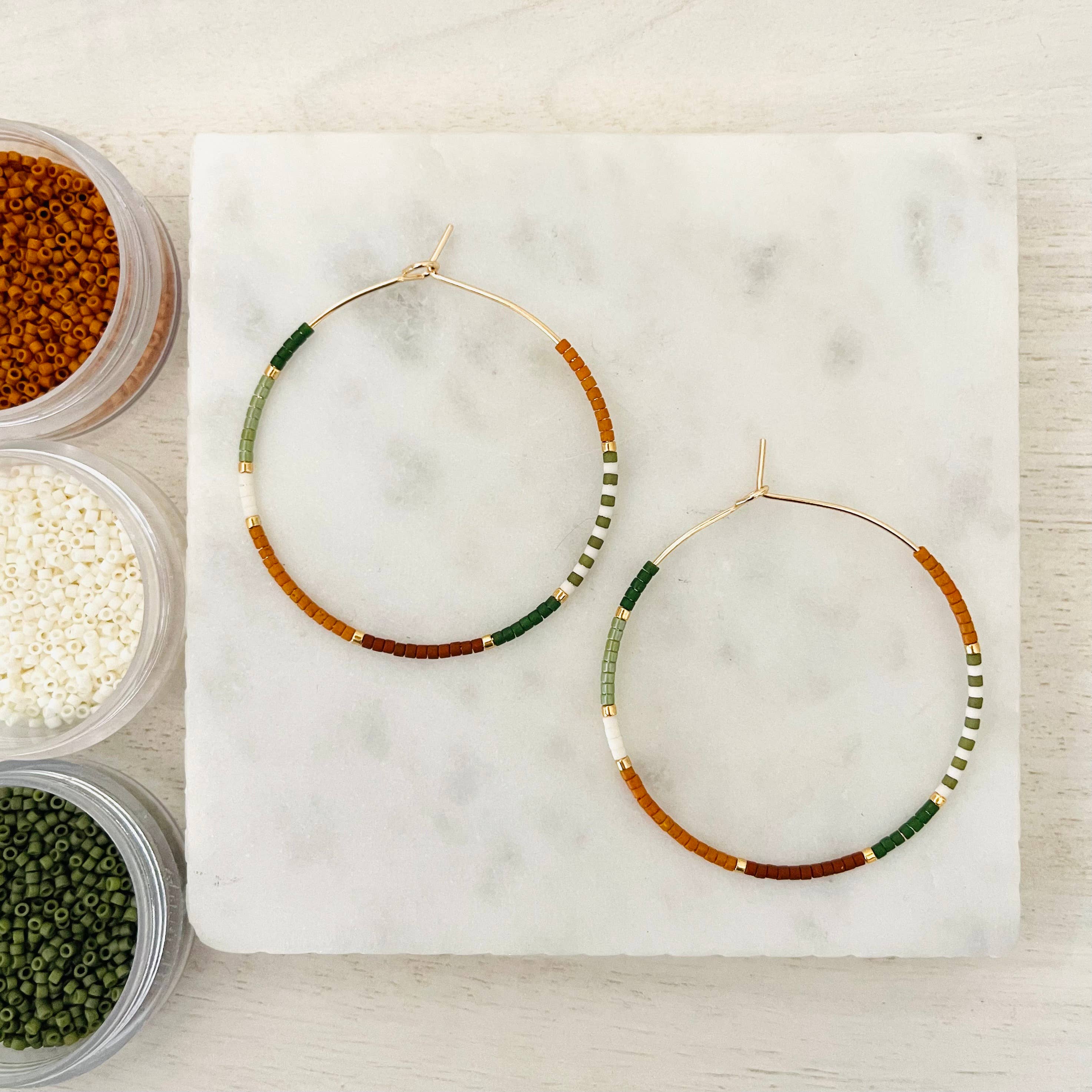 Pumpkin Patch miyuki glass beaded hoops