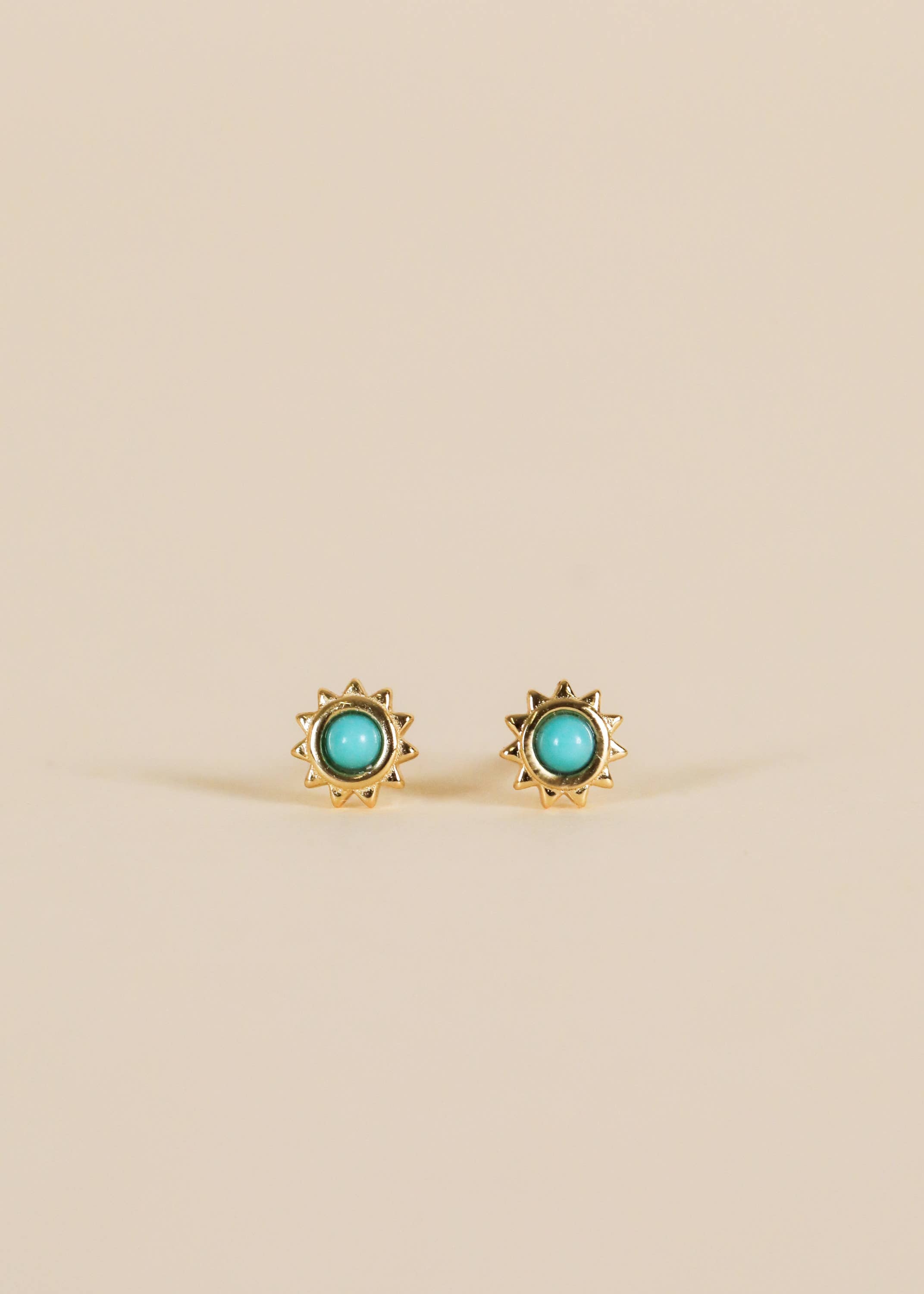 Sun Stud - Turquoise - Gold Earrings