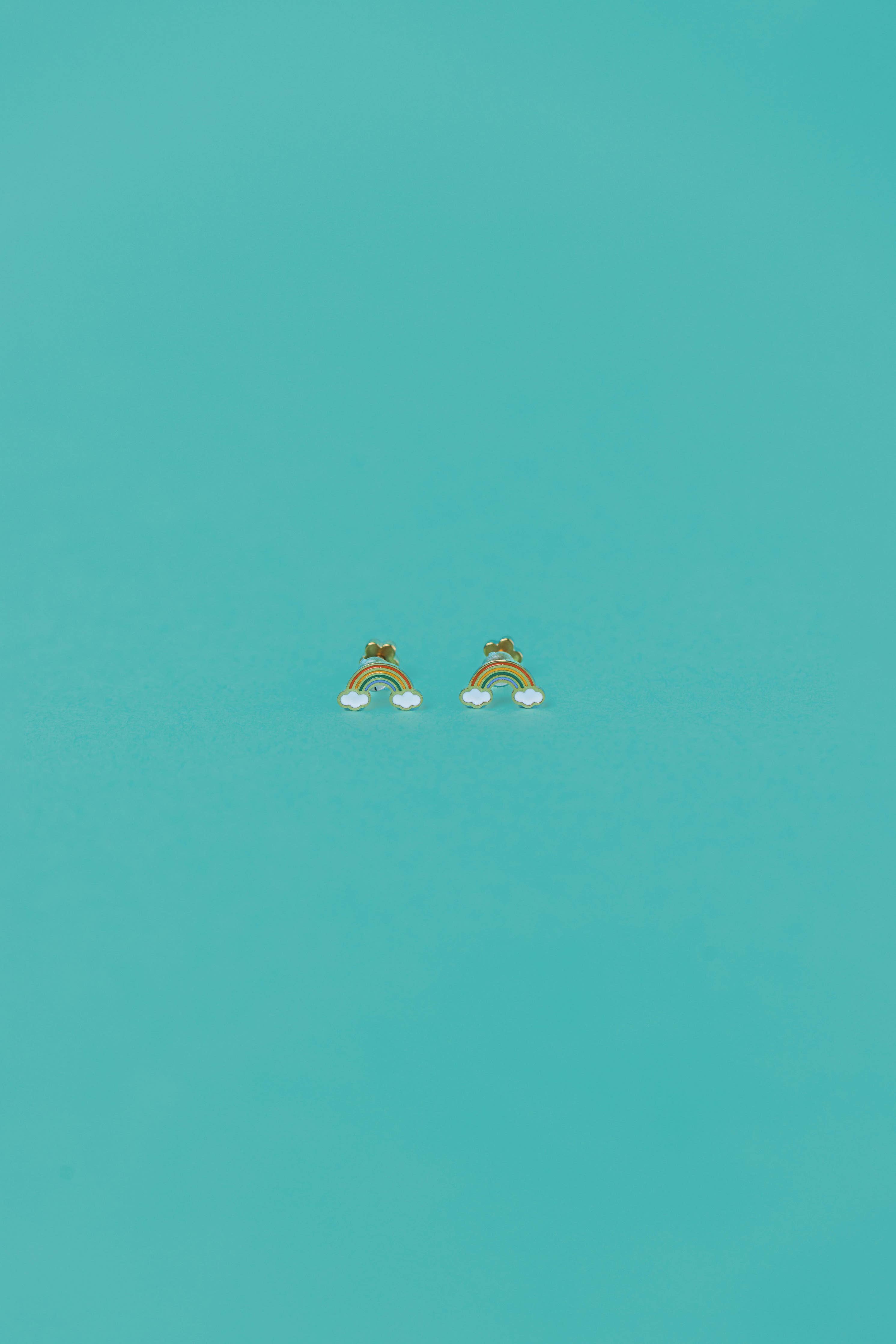Rainbow Enamel Flat Back Kids Earrings