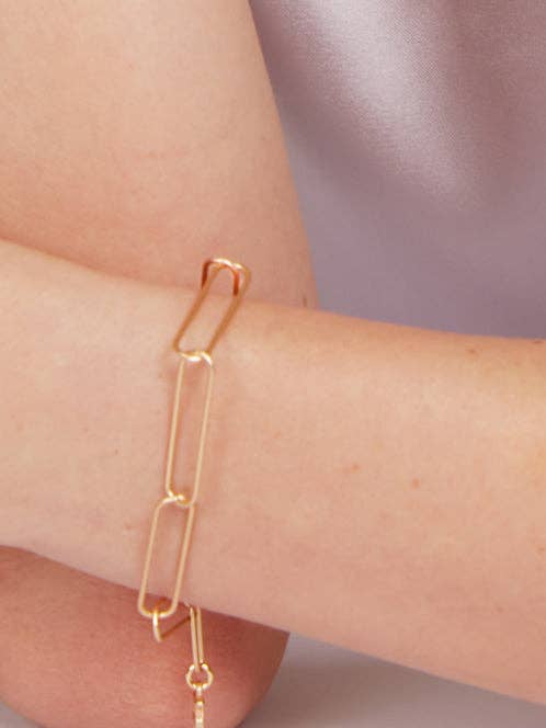 Elongated Paperclip Links Chain Bracelet Jewelry