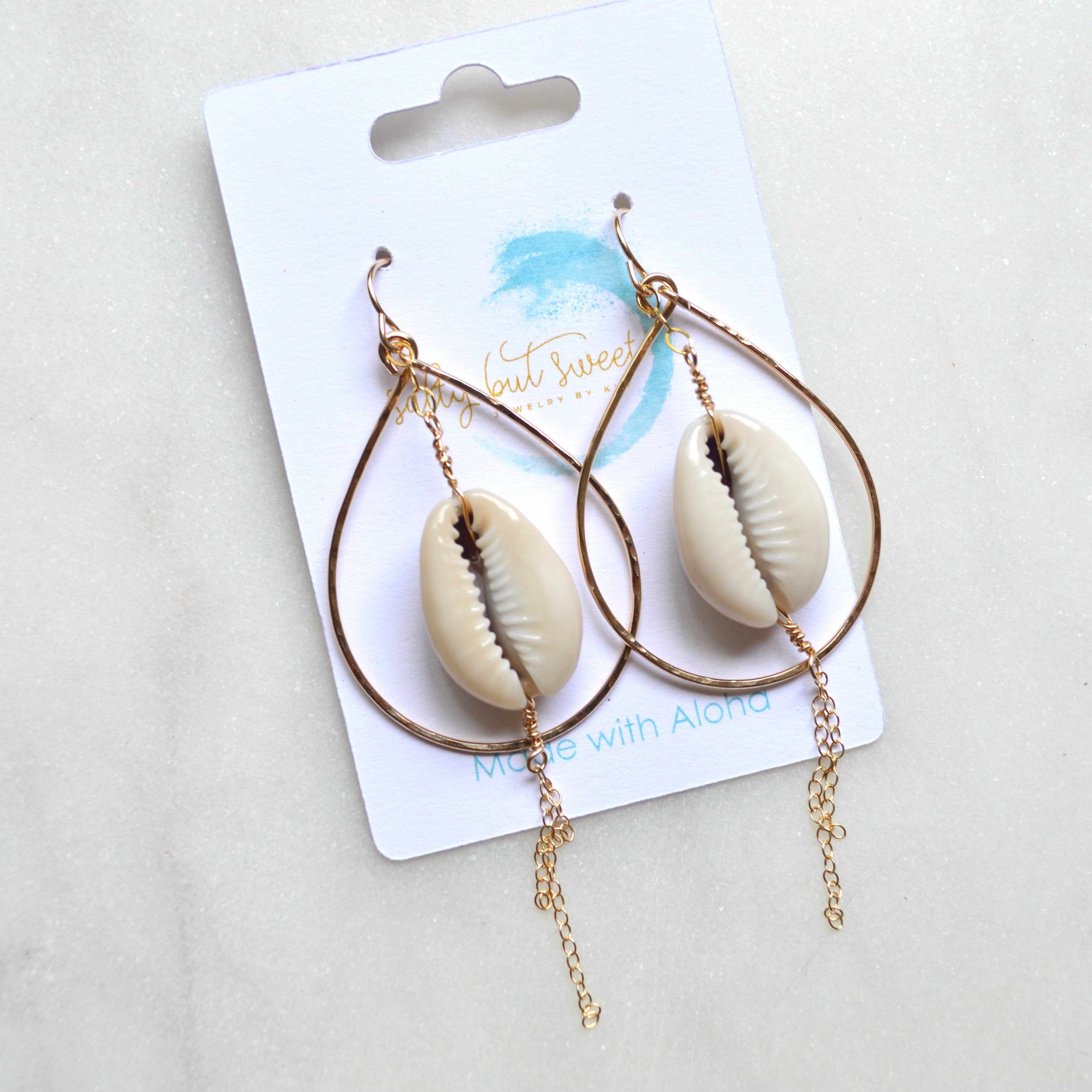 Cowrie Shell Teardrop Earring