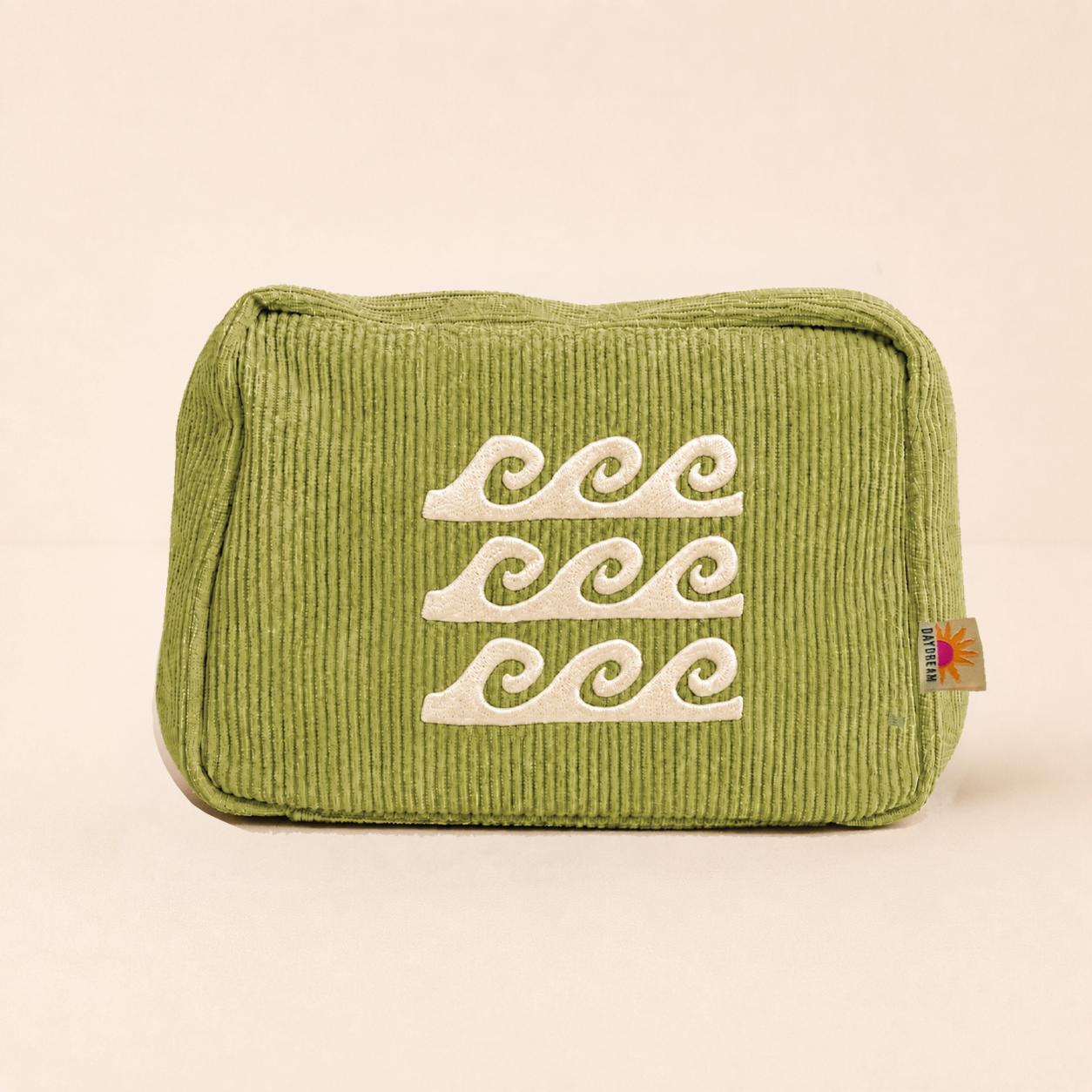 Corduroy makeup bag | Olive waves