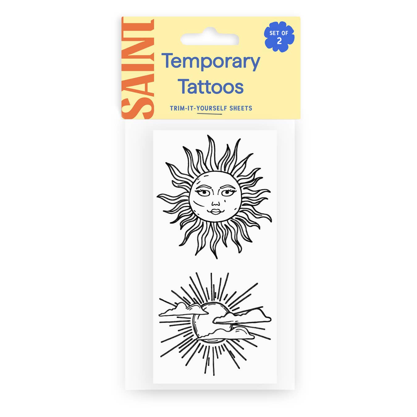 Two Suns Temporary Tattoos: Yellow