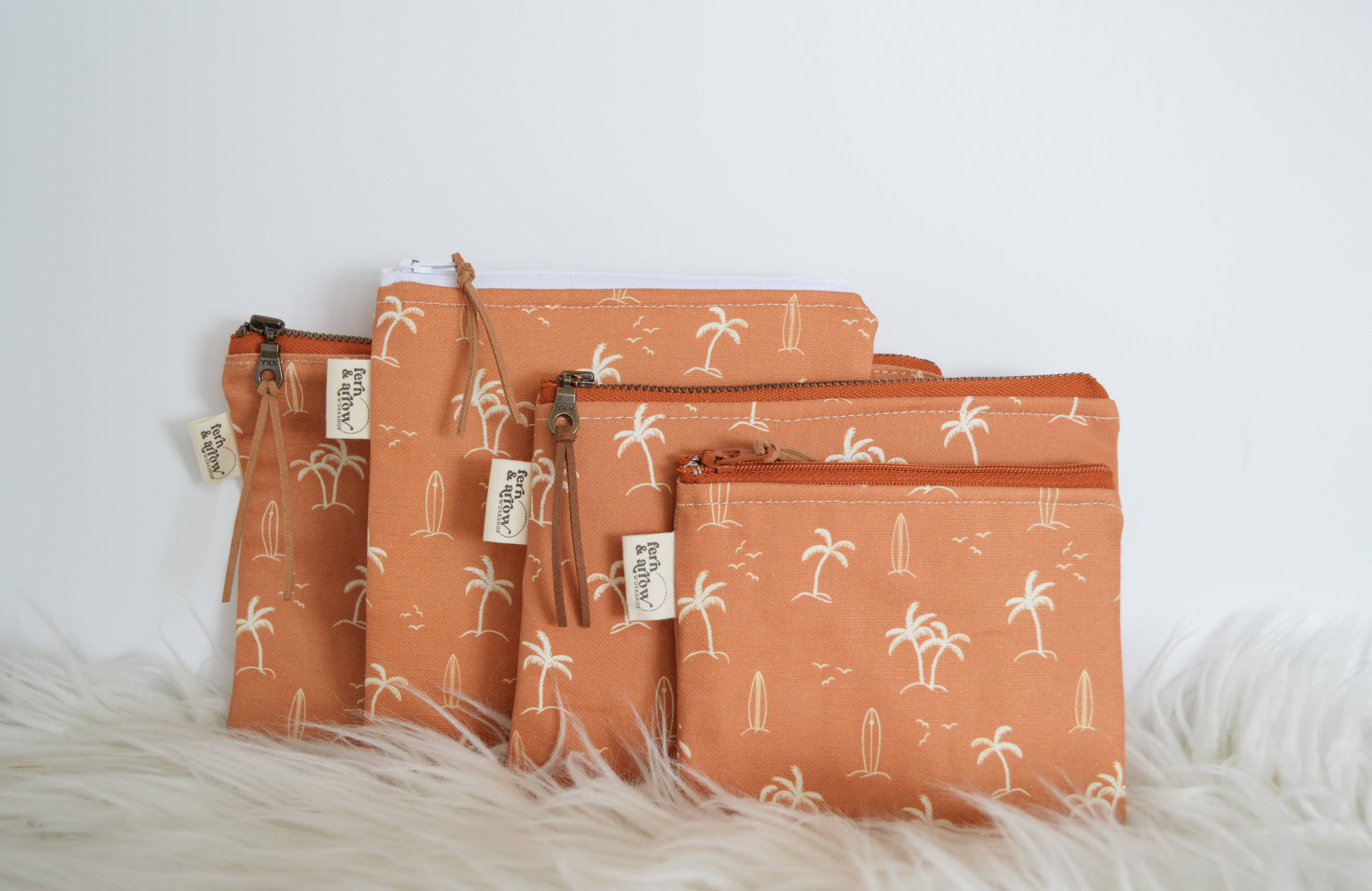Palms Surf Zipper Pouch - Rust