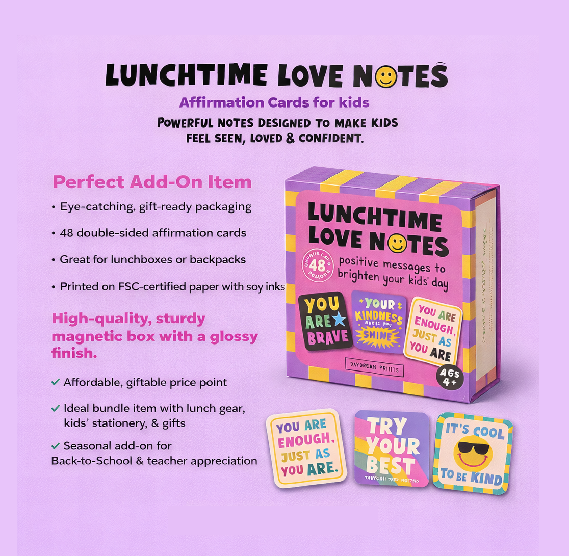 Kids Lunchbox Affirmation Cards | Lunchtime Love Notes