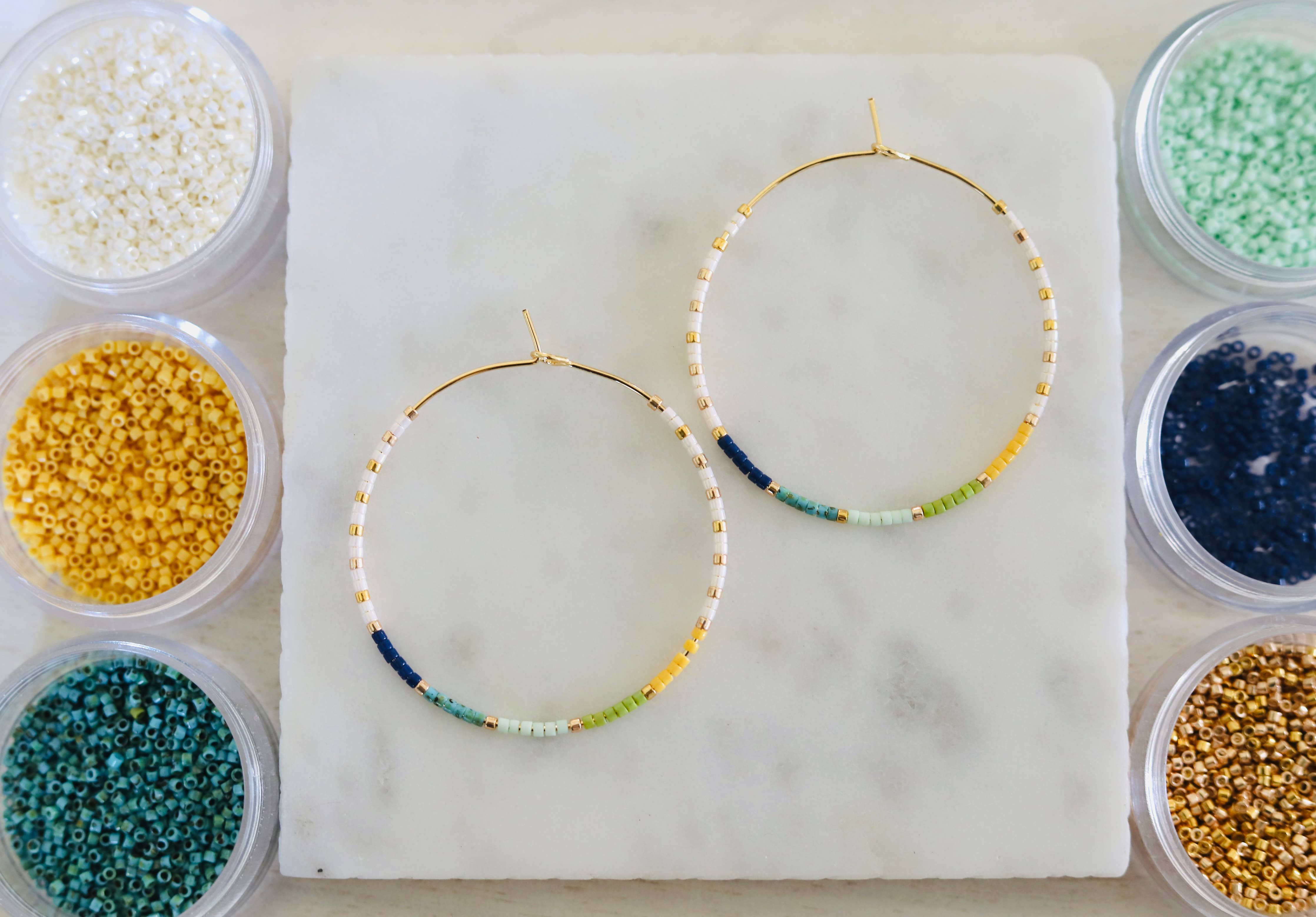 Yacht Club miyuki glass beaded hoop earrings
