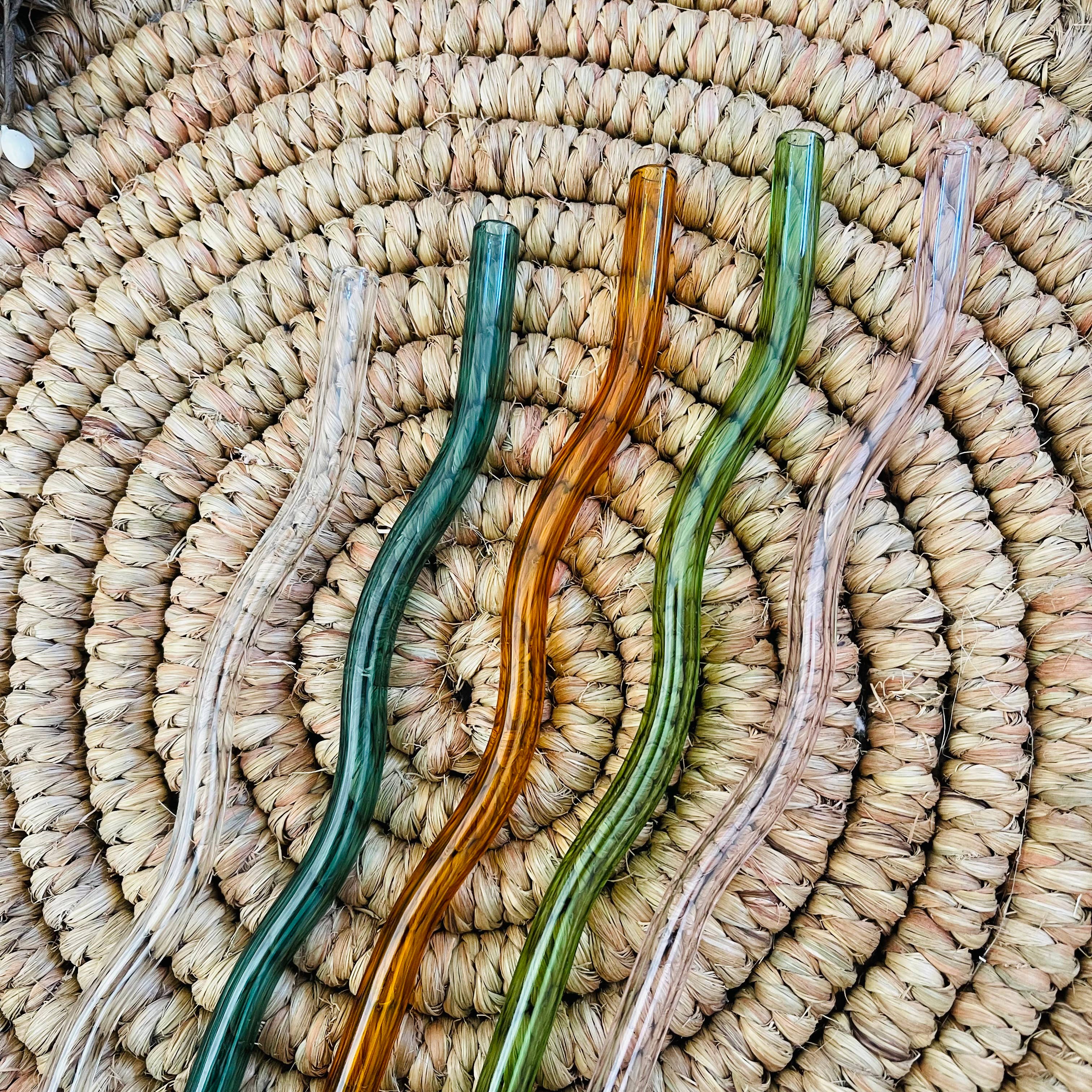 Wavy Reusable Glass Straws