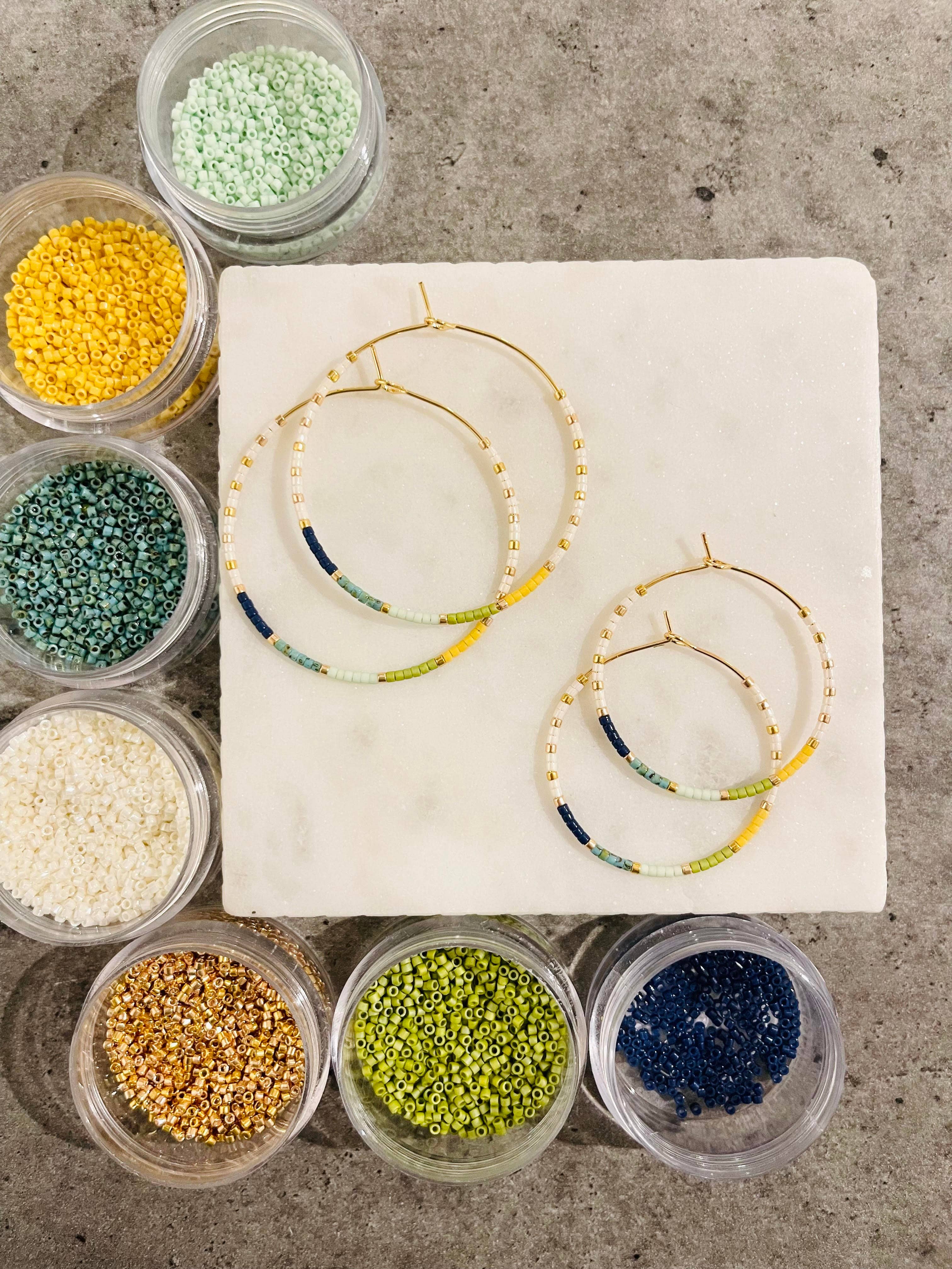 Yacht Club miyuki glass beaded hoop earrings