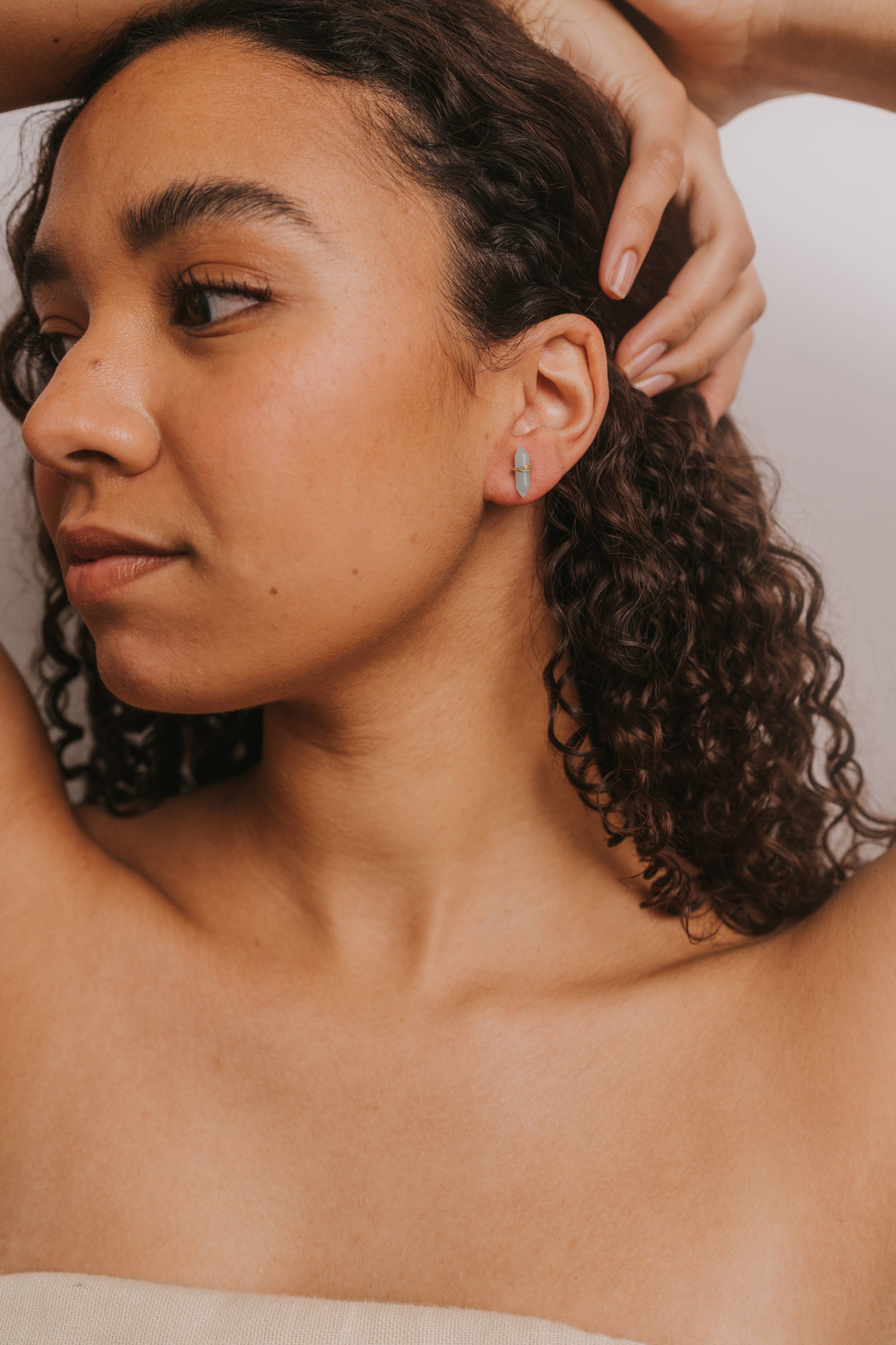 Mineral Point - Amazonite - Gold Wire Wrapped Earrings