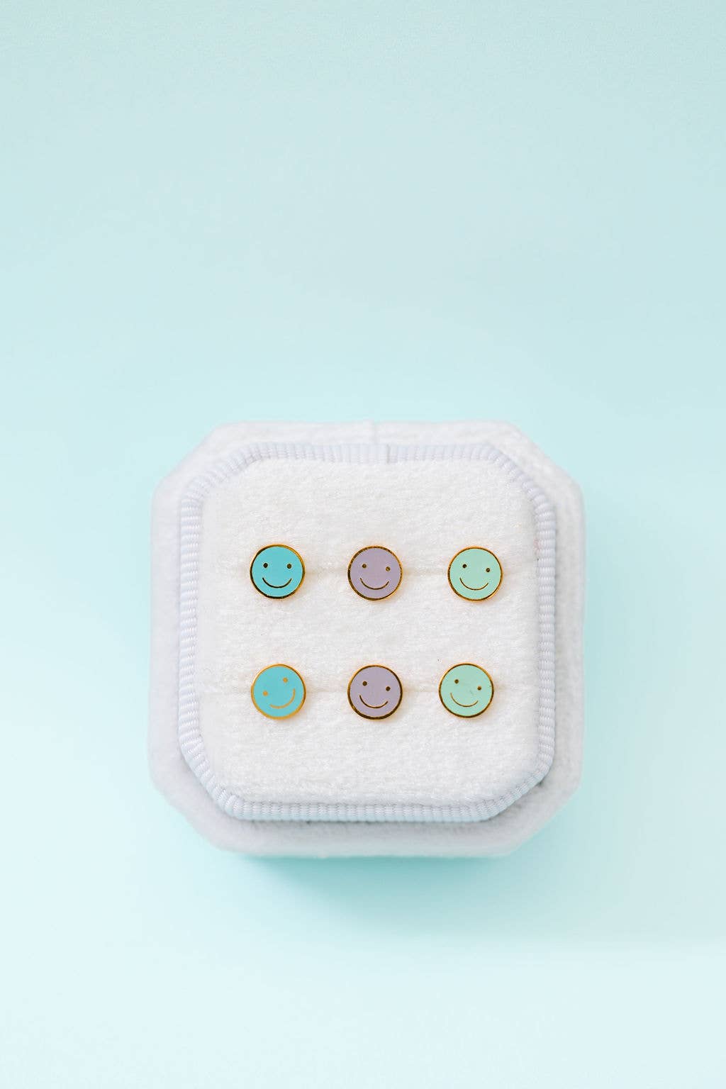 Mint Smiley Stud Earrings