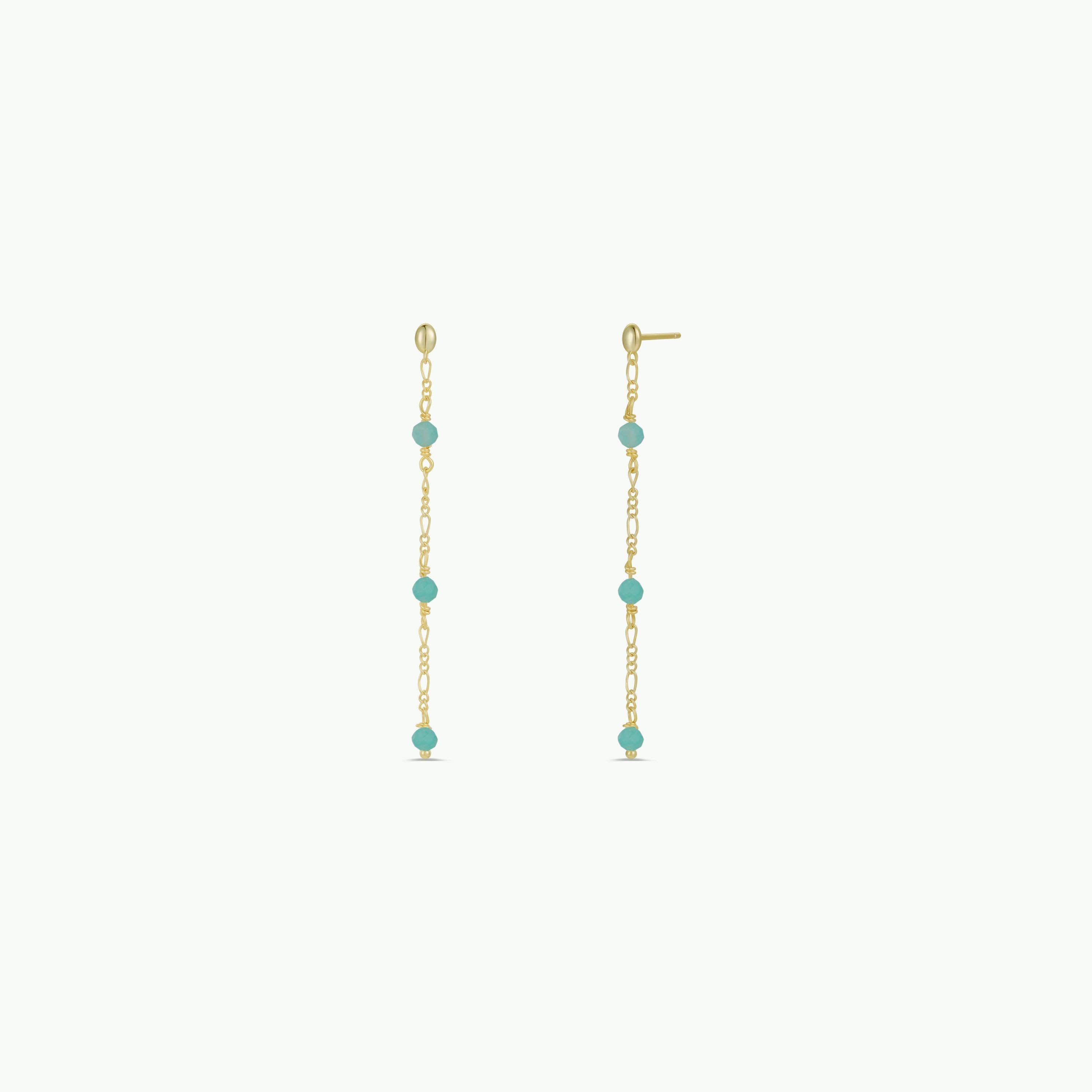 Gemstone Chain Drop Earring - Amazonite