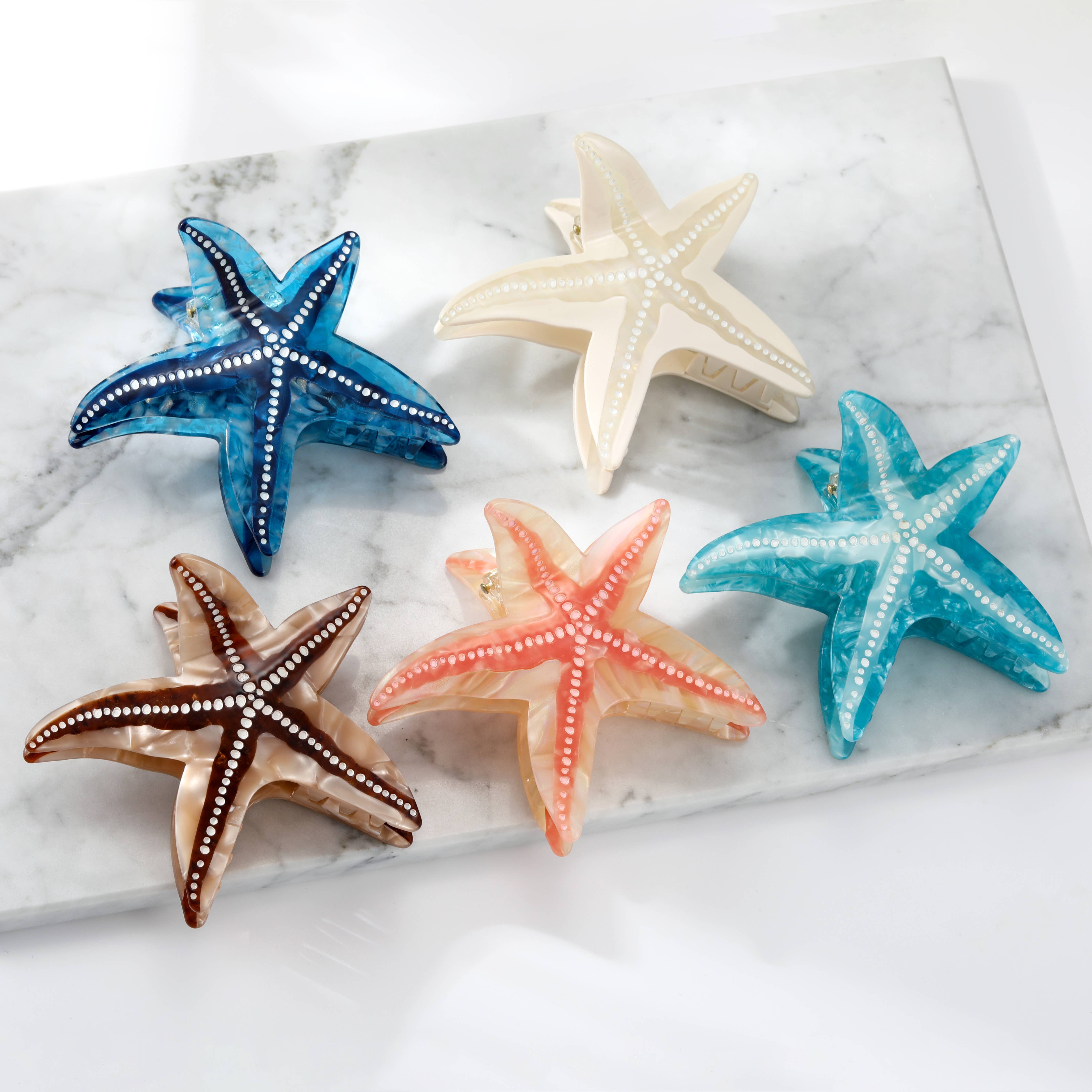 Eco-Friendly Coral Starfish Hair Clip Claw - Large