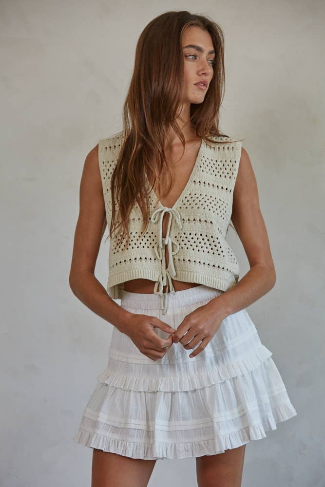 W1828 | Knit Sweater Cotton Crochet Best Top