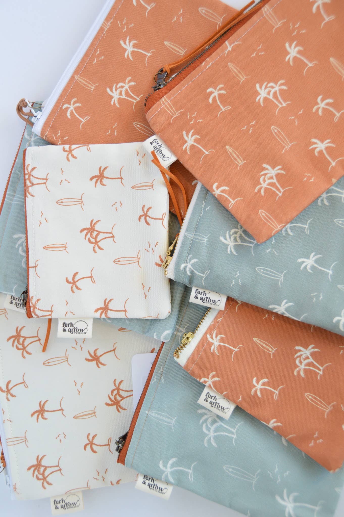 Palms Surf Zipper Pouch - Rust