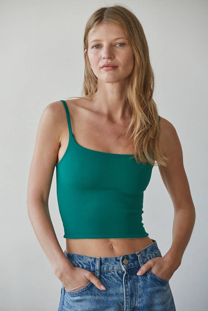 S1304N | Knit Striped Seamless Cami Strap Reversible Top