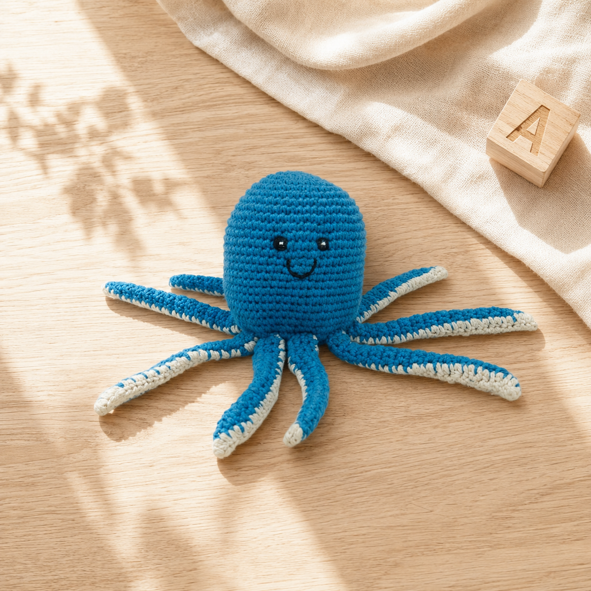 Lullaby Stitch | Octopus Rattle - Blue