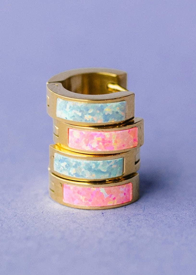 Ocean Blue Opal Huggies