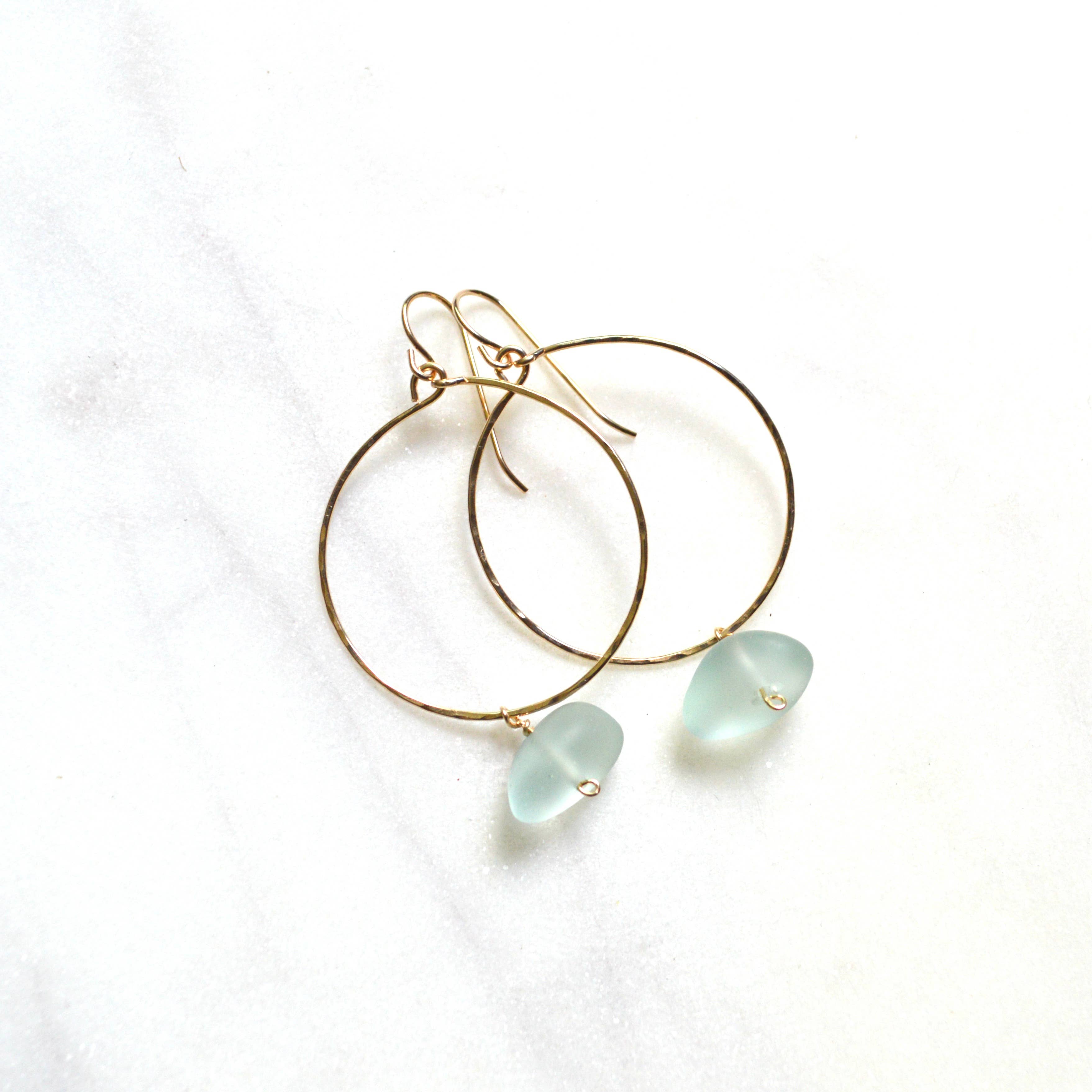 Sea Foam Glass Hoops
