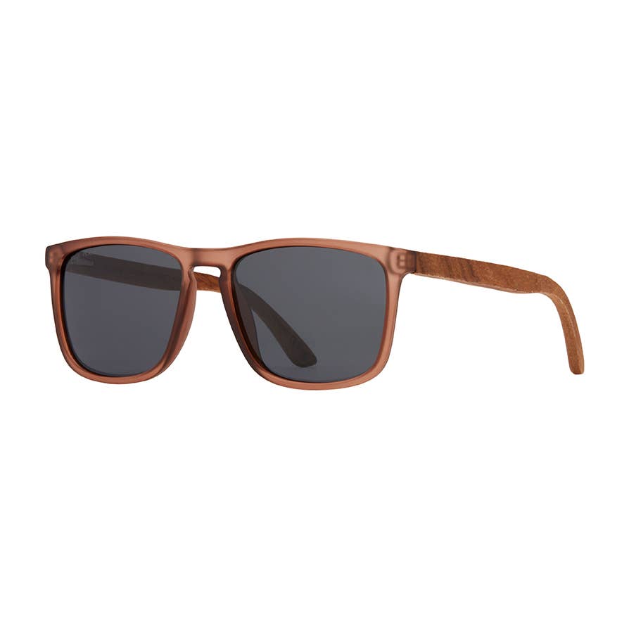 Cail - Matte Brown + Walnut Wood - Polarized Sunglasses