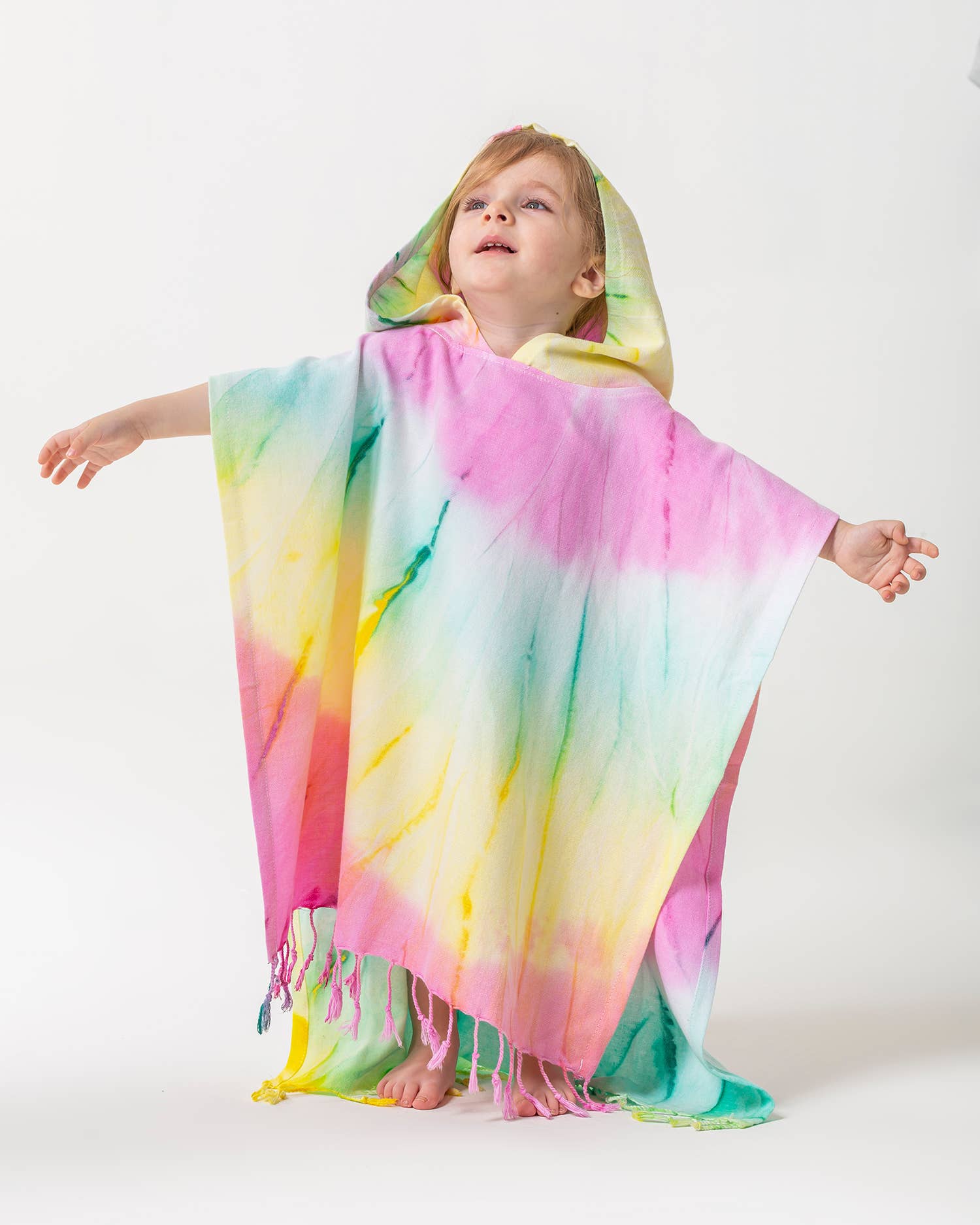 Kid Hooded Poncho Surf Changing Swimming Beach Towel Tiedye